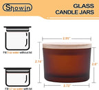 SHOWIN Thick Candle Jars for Making Candles 16 Pcs, 4 OZ Empty Jars with Wood Lids for Candle Making, Sample Container - Dishwasher Safe, Frosted Brown