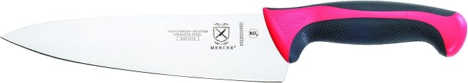 Mercer Culinary Millennia Colors 5-Piece Magnetic Board Set with Red Handles, Rubberwood