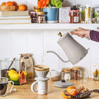 Beautiful 1L Electric Gooseneck Kettle, Precision Pour Spout, 1200W Fast Boil, Auto Shut-Off, Cordless, Stainless Steel, Tea & Coffee Maker with Ergonomic Handle, Matte Finish (Porcini Taupe)