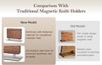 XINZUO Magnetic Knife Block,Natural Walnut Knife Holder Stand for Counter Top,with Strong Magnets,Double Sided Kitchen Knife Storage Rack