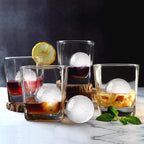Samuelworld Premium Ice Tray Combo, Large Ice Sphere Maker & Giant Ice Cube Trays, 2 Packs, Food Grade, Durable Flexible Easy To Use, Spill-Free Integrated Funnels, Whiskey Bourbon Cocktails(Gray)