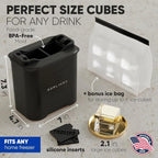 Berlinzo Premium Clear Ice Cube Maker with Conversation Ice Prints – 2 Large 2.1" Crystal Clear Ice Squares – Giftable Idea for Party, Game Night & Just for Fun – Includes Storage Bag (Non-Electric)