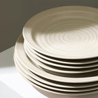 Stone Lain Orbit 24-Piece Dinnerware Set Stoneware, Plates and Bowls Set, Pasta Bowls, Microwave and Dishwasher Safe, Dish Set for 8, Beige