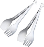 MSY BIGSUNNY 9 Inch Serving Tongs, Stainless Steel Metal Tongs for Cooking, Barbecue, Grilling, Buffet - Set of 2, Silver