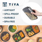 TIYA Food Containers - 58 oz Bulk 150 Pack with Lids - Rectangular Plastic To-Go Containers - Reusable, Microwavable, Dishwasher Safe - Leak-Proof for Meal Prep - BPA-Free