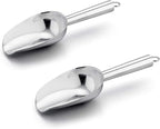 E-far 6 Ounce Ice Scoop Set of 2, Small Stainless Steel Scoops for Ice Cube/Candy/Flour/Sugar, Metal Utility Scoops for Canisters, Baking, Kitchen Pantry, Rust Free & Dishwasher Safe