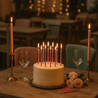 by Tugba Aydan - Pink Birthday Candles - 24 Count Long Thin Pink Birthday Candles for Cake, Metallic Cake Candle for Birthday, Party Candles