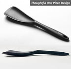 Silicone Spatula Spoon, Great for Both Cooking and Serving Durable BPA-Free Matte Black Silicone, Seamless Design, Safe for Nonstick Cooking Surfaces, 2-Pcs, Black