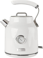 Haden Dorset 1.7 Liter Stainless Steel Electric Kettle, Hot Water Kettle with 360-Degree Base and Auto Shutoff, Ivory & Chrome