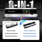 Cordless Vacuum Sealer Machine with UV-C Light, Digital Display & Built-in Cutter, Compact Rechargeable Food vacuum Sealer for Dry & Moist Foods, Includes 10 Pre-cut Bags & 1 Roll Bag (Black)