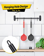 Kitchen Ladle Strainer Set of 2 Large Slotted Spoon with High Heat Resistant BPA Free Non Stick Cooking Skimmers For Draining and Frying (Black and Red)