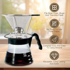 Pour Over Coffee Dripper, Abnaok Stainless Steel Filter,Easy to Clean Paperless Pour Over Coffee Maker,Reusable Filter,Cone Dripper with Removable Cup