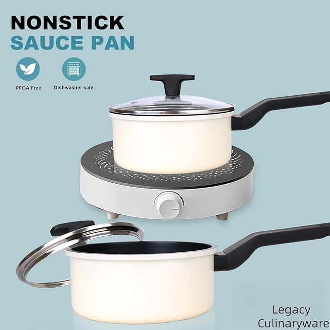 Nonstick Sauce Pan with Lid,1.5QT small pot, PFOA Free,Kitchen Pots Induction Pot,Cream