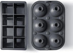 Glacio Ice Cube Molds – Large Silicone Ice & Sphere Mold Combo with Built-In Easy-Fill Funnel 2-Inch Round & Square Whiskey Ice Molds for Cocktails & Bourbon