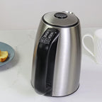 Kenmore Electric Kettle - Cordless Digital Calentador De Agua, Stainless Steel Instant Tea Pot, Preset Temperature Control, Automatic Shut-Off, Rapid Boil, Hot Water Boiling Heater, 1.7 Liter Silver