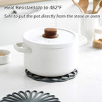 Set of 3 Silicone Trivet Mat - Table & Countertop Hot Pads - Non-Slip & Heat Resistant Modern Kitchen Pads for Pots & Pans, Teal