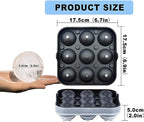 Samuelworld Large Ice Ball Maker with Lid, 9 x 2 Inch Ice Balls - Food Grade, Easy To Fill Round Silicone Ice Tray, Perfect Spheres Craft Ice Maker for Whiskey, Cocktails, Gifting - Black