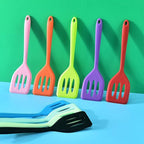 2Pack Small Silicone Turner High Heat Resistant Slotted Spatula for Fish, Eggs, Pancakes and More (8.2 IN, Red)