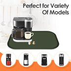 Silicone Coffee Maker Mat with Lip, 24'' x 16'' Heavy Duty Coffee Maker Mat for Countertops, Coffee Tray Fit Under Coffee Machine Appliance Automatic Machines Espresso Accessory, Dark Olive
