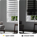 Persilux Cordless Zebra Blinds for Windows Free-Stop Roller Windows Shades (34" W X 72" H, Grey) Dual Layer Light Control for Day and Night, Light Filtering Sheer Shades for Home, Easy to Install