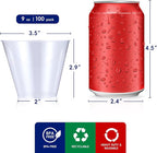JOLLY CHEF 9 oz Clear Disposable Plastic Cups, 100 Pack Clear Plastic Cups Tumblers, Heavy-duty Party Glasses, Disposable Cups for Thanksgiving, Halloween, Christmas Party