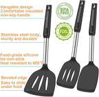 Spatula Set Silicone Heat Resistant for Nonstick Cookware Rubber Silicone Spatula Turner Fish, Large Nonstick Plastic Egg Wok Spatula for kitchen use Cooking Utensils Set