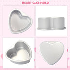 2 pcs Heart Shaped Cake Pan 6 Inch 8 Inch Aluminum Cake Pans Heart Cake Tin Baking Cake Mold for Valentine's Weddings Birthday Party