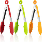 Small Silicone Tongs for Cooking,3 PCS 7-Inch Mini Serving Tong-600°F Heat Resistant Non Stick Stainless Steel Tong s with Silicone Tips Food Tong Cooking Tongs for Salad,Buffet Serving