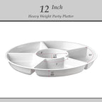 Plasticpro 6 Sectional Round Plastic Serving Tray/Platter (4, White)
