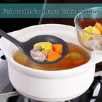 77L Slotted Spoon, Heatproof Skimmer Strainer Slotted Spoon, Seamless One-Piece Non-Stick Cooking Silicone Scoop Ladle with Ergonomic Handle for Filter Vegetable, Pasta and More (Black)