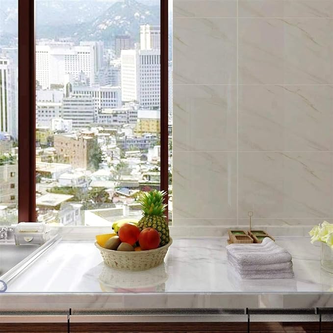 NECAUX Custom 23.6 x 82.7 Inch Clear Table Cover Protector, 1.5mm Thick Water Resistant Plastic Non-Slip Protective Table Pad Decorative Tablecloth for Meeting Table, Trainning Table, Conference Table