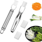Stainless Steel Green Onion Slicer 2 PCS, Multi-Blade Kitchen Herb Cutter, Professional Scallion Shredding Tool Shred Silk The Knife, Upgrade Stainless Steel Chopped Green Onion Knife Vegetable