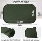Silicone Coffee Maker Mat with Lip, 24'' x 16'' Heavy Duty Coffee Maker Mat for Countertops, Coffee Tray Fit Under Coffee Machine Appliance Automatic Machines Espresso Accessory, Dark Olive
