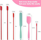 Mini Silicone Spatula Set 6 PCS Food Grade Small Jar Spatula with Long Handle Makeup Spatula Tool Heat Resistant Kitchen Utensils for Baking Cooking Mixing Tiny Scraper