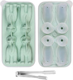 2-Pack Silicone Dog Ice Cube Trays with Free Stainless Steel Tongs – 4 Identical Dog Molds Per Tray (dog)
