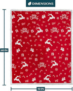 PAVILIA Premium Christmas Sherpa Throw Blanket | Christmas Decoration Gift, Fleece, Plush, Warm, Cozy Reversible Microfiber Holiday Blanket | Red Reindeer - 50x60