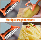2 In 1 Fruit Peeler,Peeling and shredding Vegetables Potato Vegetable Peeler Carbon Steel Blade,Multi Function Stainless Steel Vegetable Peeler with Straight and Serrated Blades (2PCS-B)