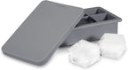Viski Whiskey Ice Cube Tray with Lid, Large Makes Six 2-Inch Ice Molds, Perfect for Cocktails, Whiskey, Bourbon, and More, Stackable Silicone Molds for Home Bar and Parties, Set of 1, Grey