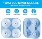 HONYAO Whiskey Ice Ball Mold, 4 x 2.4 Inch Large Ice Ball Maker Mold, Food Grade Silicone Round Ice Cube Mold - BPA Free, Easy to Fill & Release Sphere Ice Cube Tray for Cocktails Bourbon Rum - Blue
