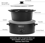 HOMECOOKIN 6 Quart Slow Cooker Oval Manual Pot Food Warmer with 3 Cooking Settings, Black Stainless Steel