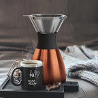 asobu Insulated Pour Over Coffee Maker (32 oz.) Double-Wall Vacuum, Stainless-Steel Filter and Take on the Go Carafe (Copper)