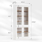 70.8" Tall Farmhouse Kitchen Pantry Cabinet with Glass Doors, Modular Storage Cabinet with 6-Tier Adjustable Shelves, White, Wooden Hutch for Kitchen, Living Room, Set of 3