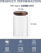 Kanwone Glass Storage Containers Set of 6, 28 Ounce Airtight Food Storage Containers with Bamboo lids, Clear Glass Jars for Pantry, kitchen, Flour, Sugar, Tea, Coffee, Snack, Cookies, Spice and Herbs