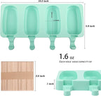 WMKGG Popsicle Silicone Molds Set, 2 PCS Ice Cream Molds with 50 Wooden Sticks for Cake Pop, Ice Pop, Cakesicles (Standard Size/Green)