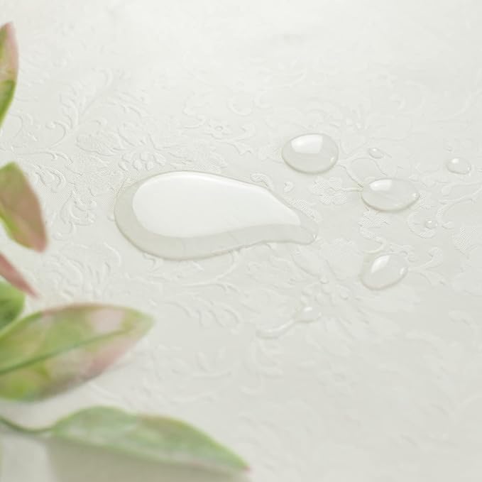 Benson Mills Deluxe Heavy Duty Vinyl Table Pad, Premium Table Protector, Waterproof with Flannel Backing, Quilted Design and Customizable (Off-White, 52" X 120" Rectangular)