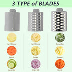 Electric Vegetable Slicer, Salad Shooter, 3-in-1 Electronic Fruit Shredder, Cheese Grater for Home Kitchen Use, Electric Grater with 3 Type Blades Stainless SteelA