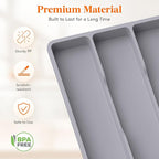 Lifewit Utensil Drawer Organizer, Expendable Cooking Silverware Tray for Kitchen Drawer, Adjustable Cutlery Flatware Holder, Plastic Spatula Tools and Gadgets Storage Divider, 4 Compartments, Gray