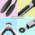 Kitchen Tongs for Cooking with Non-Stick Silicone Tip 2 Pack (9" & 12"), Heat Resistant Food Tongs, Stainless Steel Locking Silicone Tongs for Baking Salad Grill BBQ, Serving Utensils