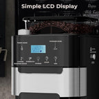 Drip Coffee Maker with Grinder Built In, 10-Cup Grind and Brew Coffee Machine, Programmable with Brew Strength, Permanent Filter, Glass Carafe, 50oz Water Reservoir, Ideal for Home/Office, Black