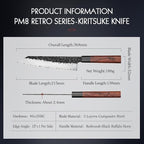 HEZHEN- 8.5” Chef Knife, 3 Layers High Carbon Clad Steel Kiritsuke Knife, Composite Forging Steel, Professional Japanese Kitchen Knife, Redwood Octagonal Handle With Wooden Knife Sheath